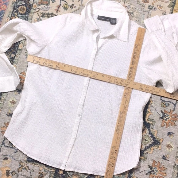 VTG Relativity White Semi Sheer Textured Cotton Long Sleeve Blouse - Picture 5 of 7